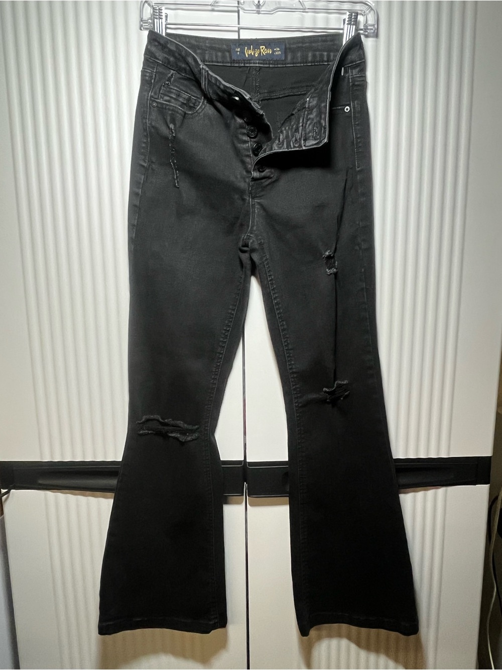 Indigo Rein Black Distressed Flare Jeans - Women's